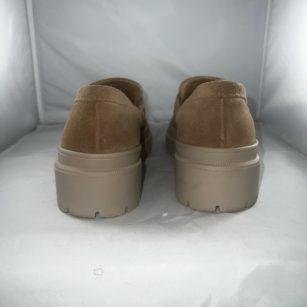 Patina Chunky Tan Suede Platform Loafers Size 9 - Picture 2 of 5